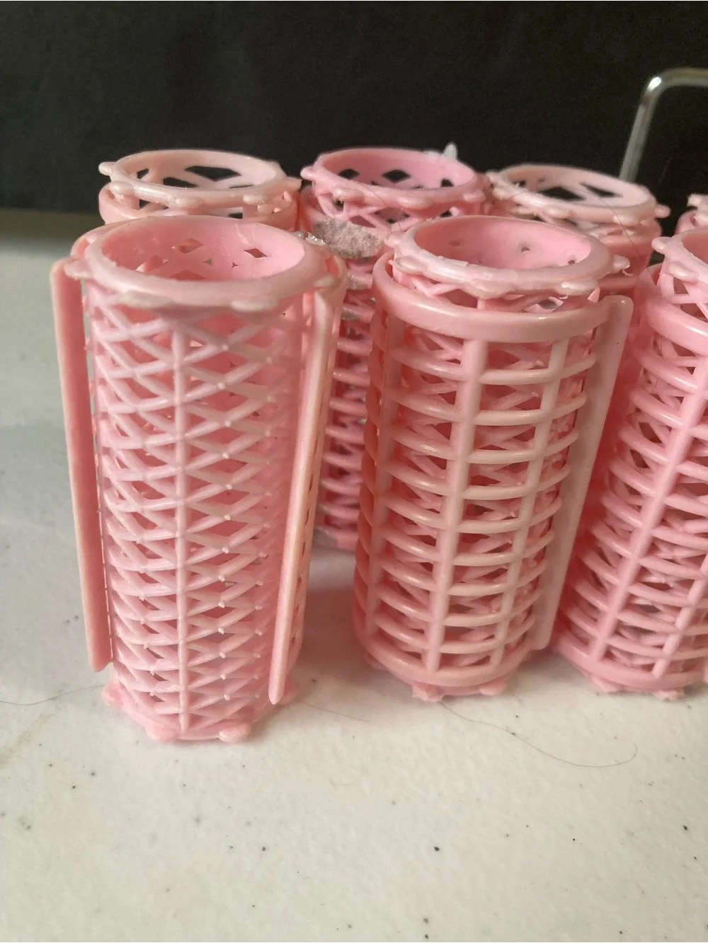 Vintage Pink Hair Rollers Plastic w/Clips - Pack of 6 Women’s Styling Rollers